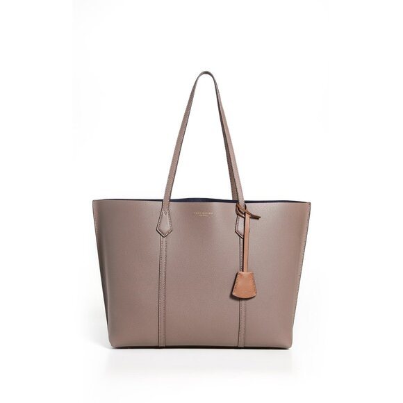 Tory Burch Perry Large Leather Tote – Clam Shell - Picture 1 of 9